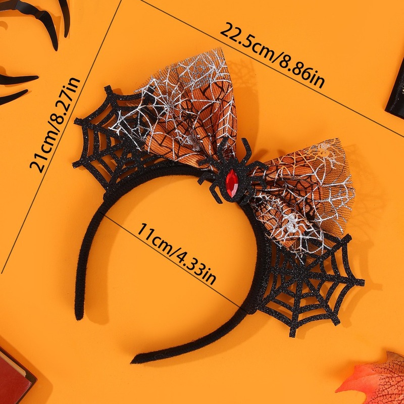 Spider Web Halloween Decoration - Diadema de Tul Negra con Lazo