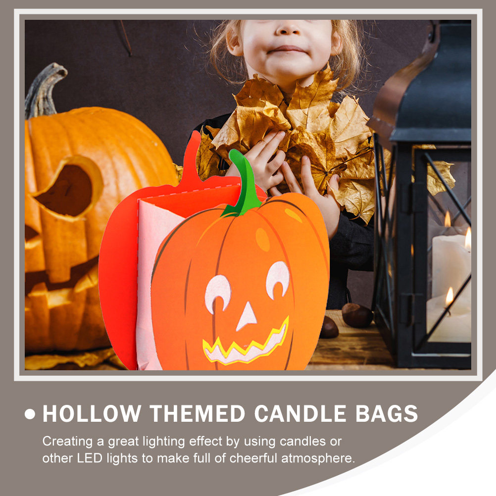 Pumpkin Lantern Halloween - 12 bolsas con forma de calabaza,