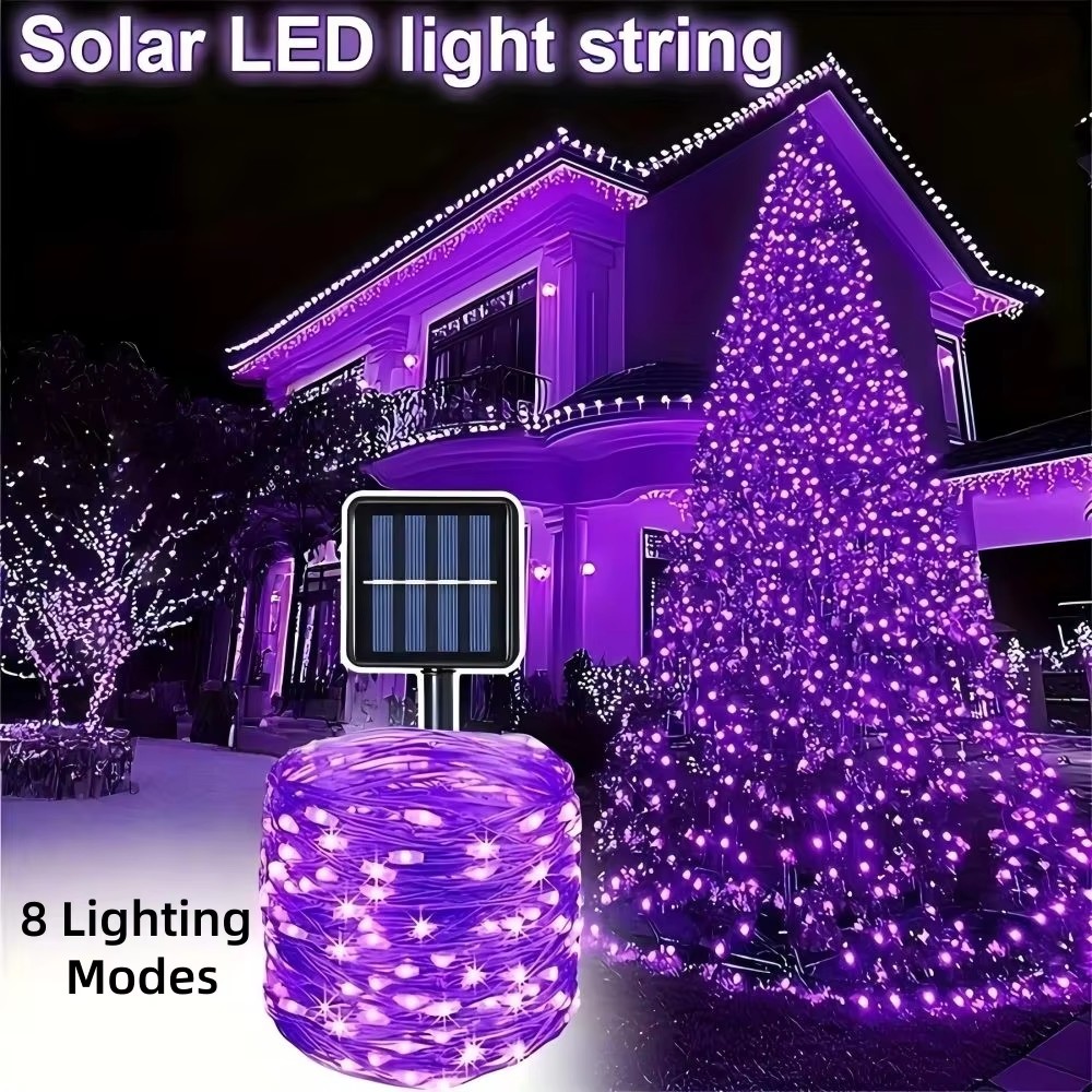 Halloween Led String Lights Orange - 1/2PC12M100LED Cadena de luces LED solares