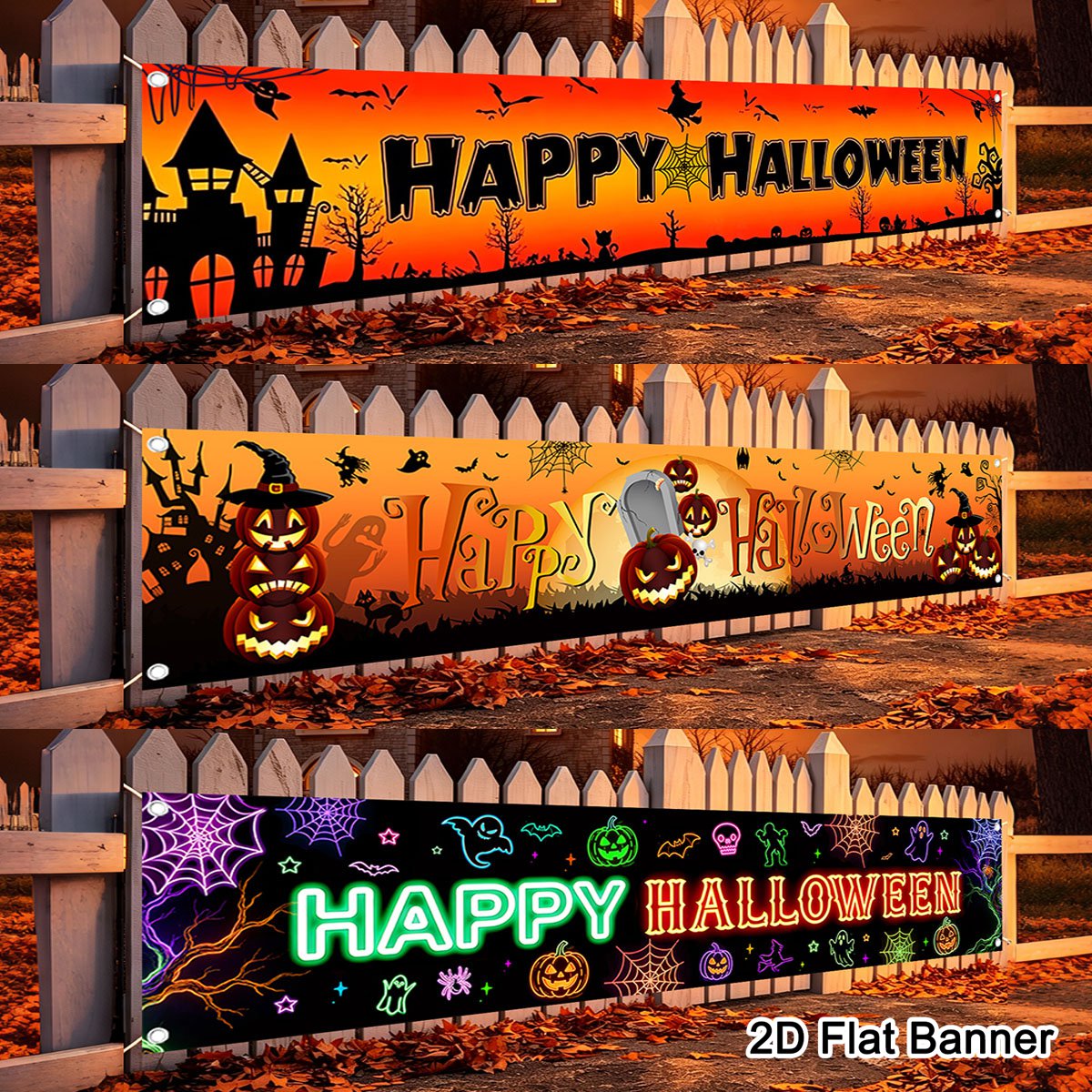 Pumpkin Lantern Halloween - 1 unidad de pancarta de poliéster