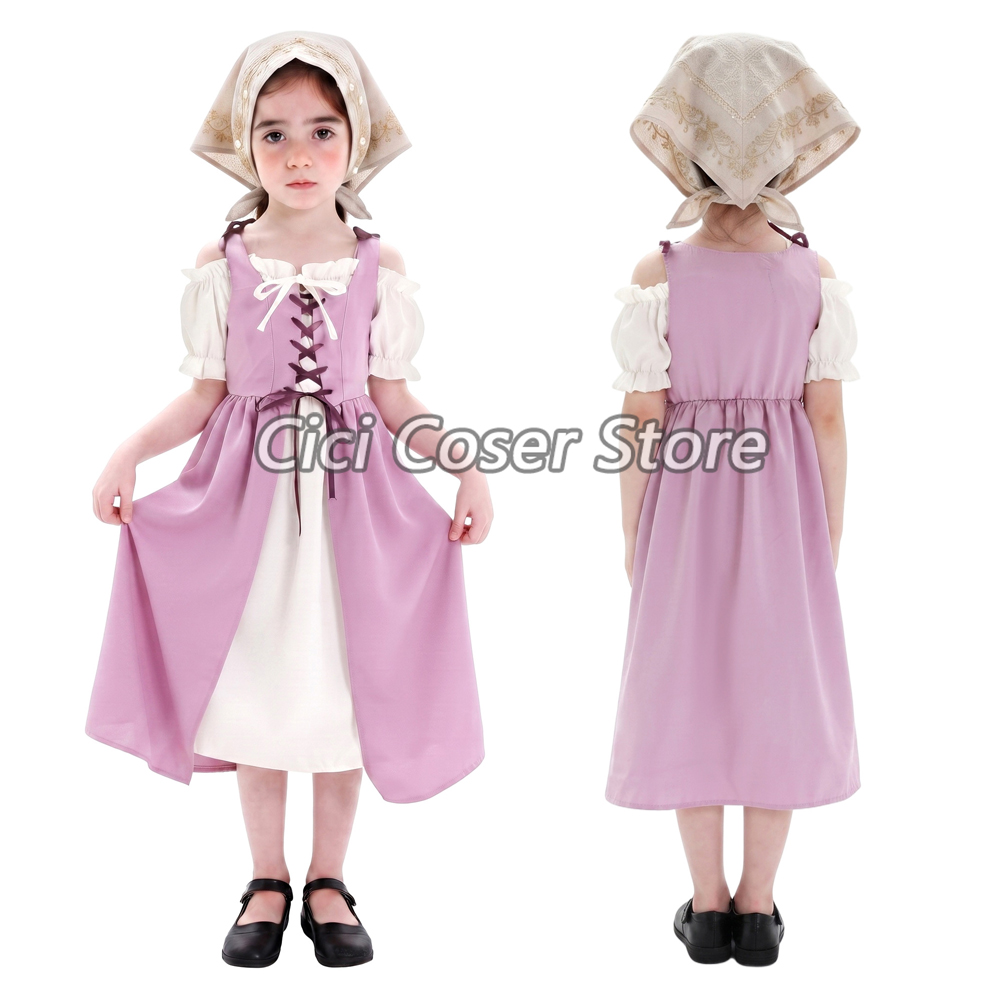 Halloween Costume Kids - Disfraz Medieval para Niñas, Vestido Pastoral
