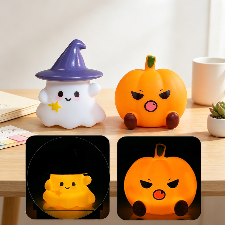 Halloween Pumpkin Decor Led - Lámpara Nocturna de Silicona con Diseño