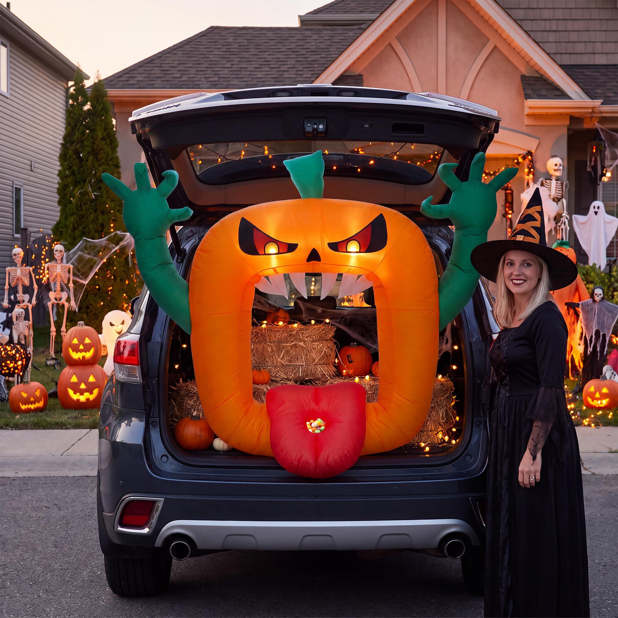 Halloween Pumpkin Decor Led - Decoración inflable de Halloween de 1,8