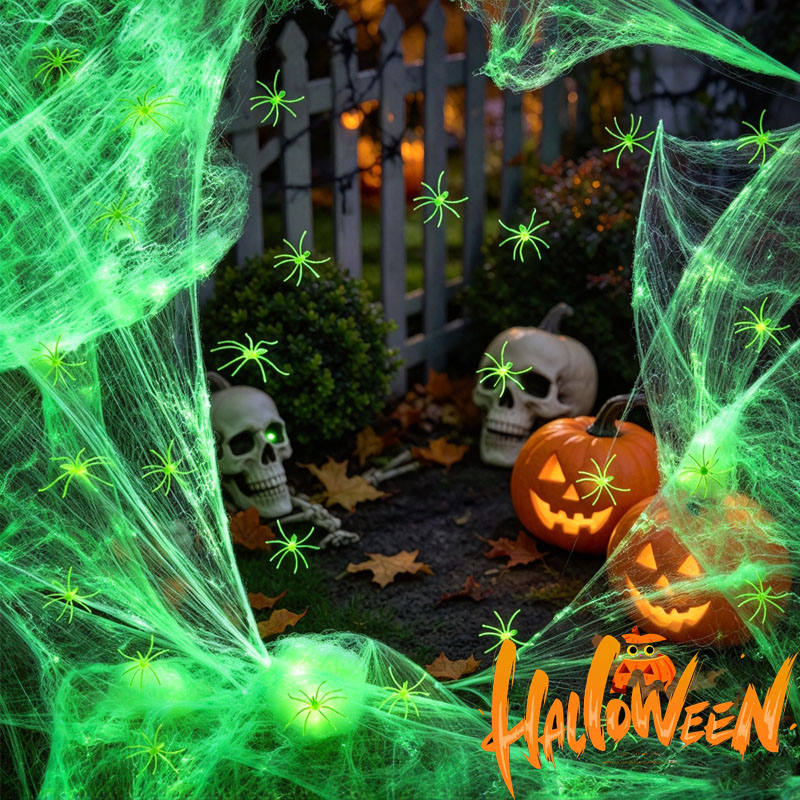 Spider Web Halloween Decoration - 1-5 juegos de telarañas fluorescentes que