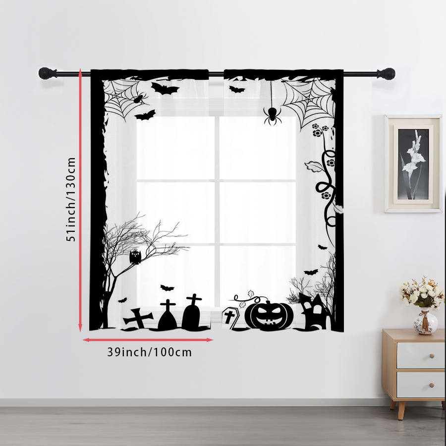 2 Cortinas Transparentes con E - Spider Web Halloween Decoration reseña y precio