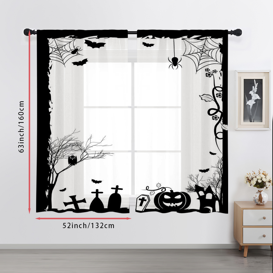 2 Cortinas Transparentes con E - Spider Web Halloween Decoration reseña y precio