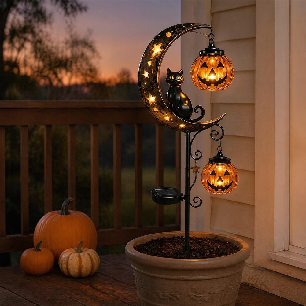 Luz solar para jardín con dise - Pumpkin Lantern Halloween reseña y precio
