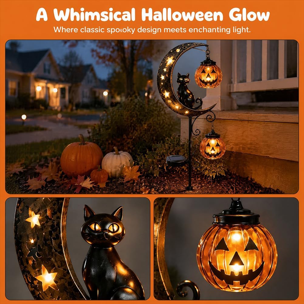 Luz solar para jardín con dise - Pumpkin Lantern Halloween reseña y precio