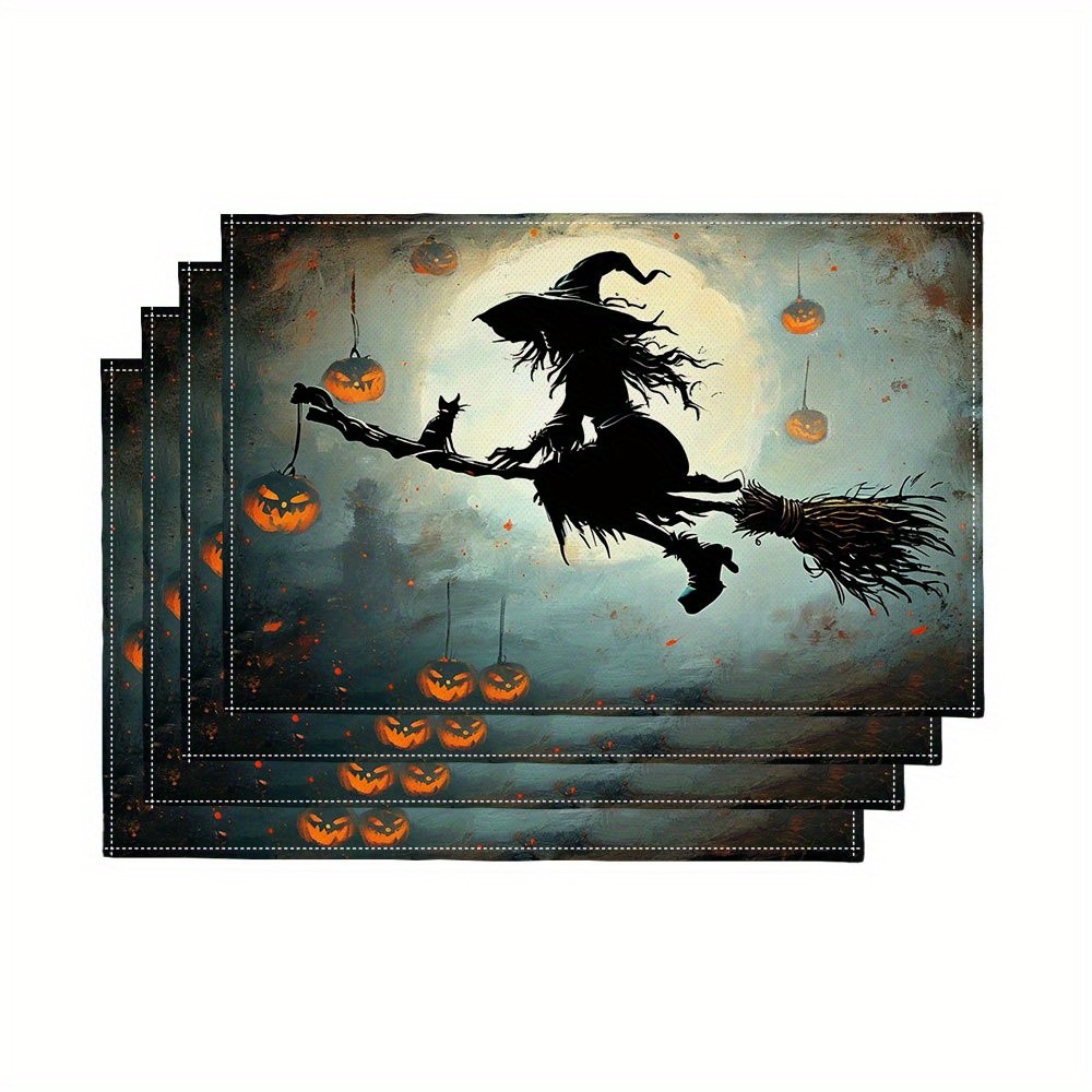 Juego de 4 manteles individual - Pumpkin Lantern Halloween reseña y precio