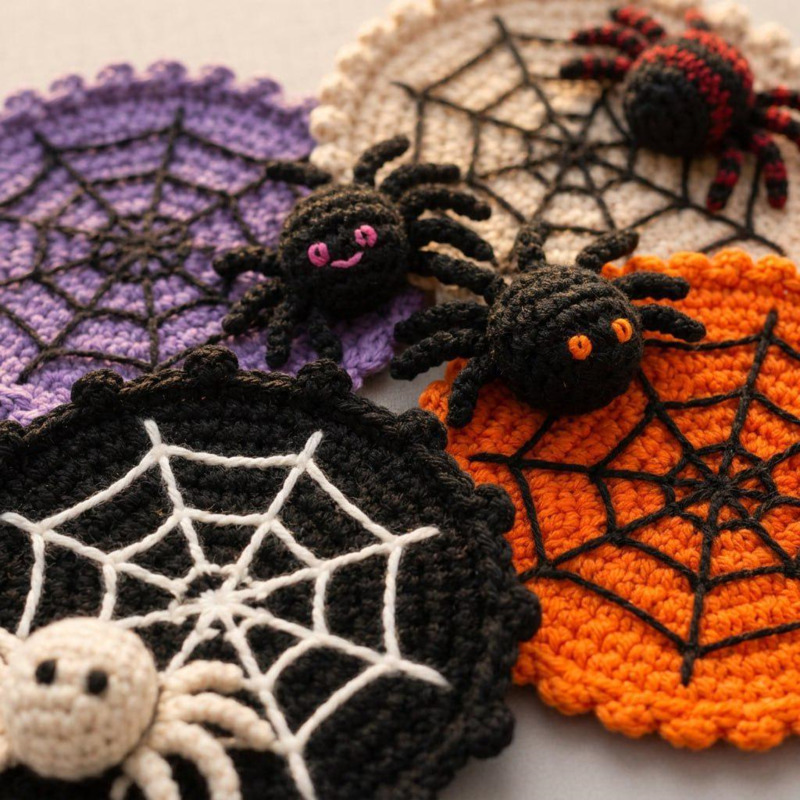 Posavasos de ganchillo con dis - Spider Web Halloween Decoration reseña y precio
