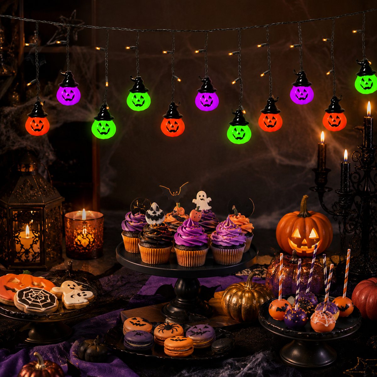 1 unidad de luces de calabaza  - Halloween Led String Lights Orange reseña y precio