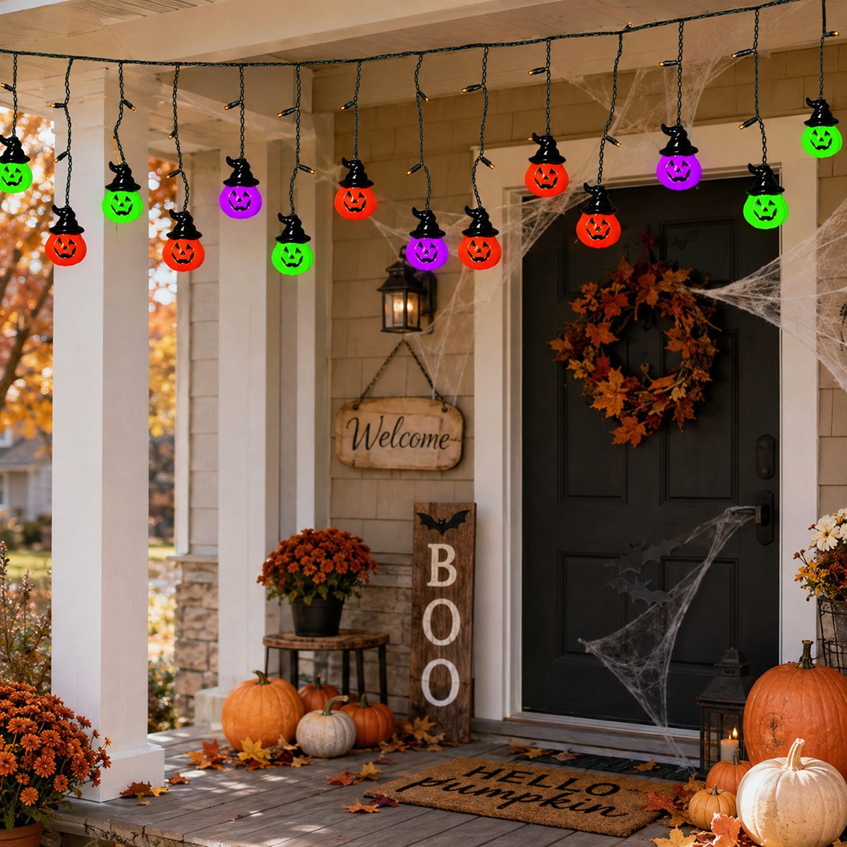 1 unidad de luces de calabaza  - Halloween Led String Lights Orange reseña y precio