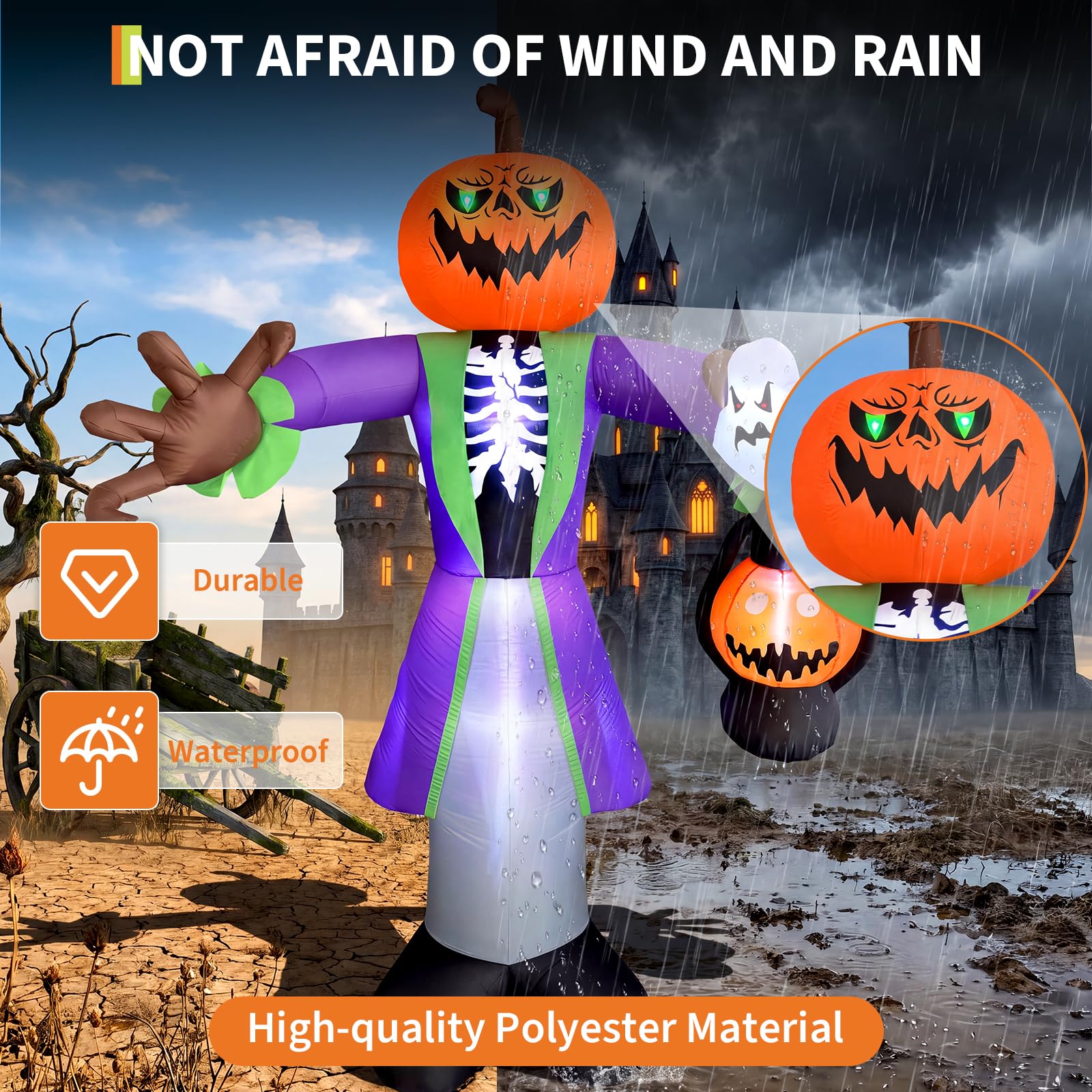 Calabaza inflable de Halloween - Halloween Pumpkin Decor Led reseña y precio